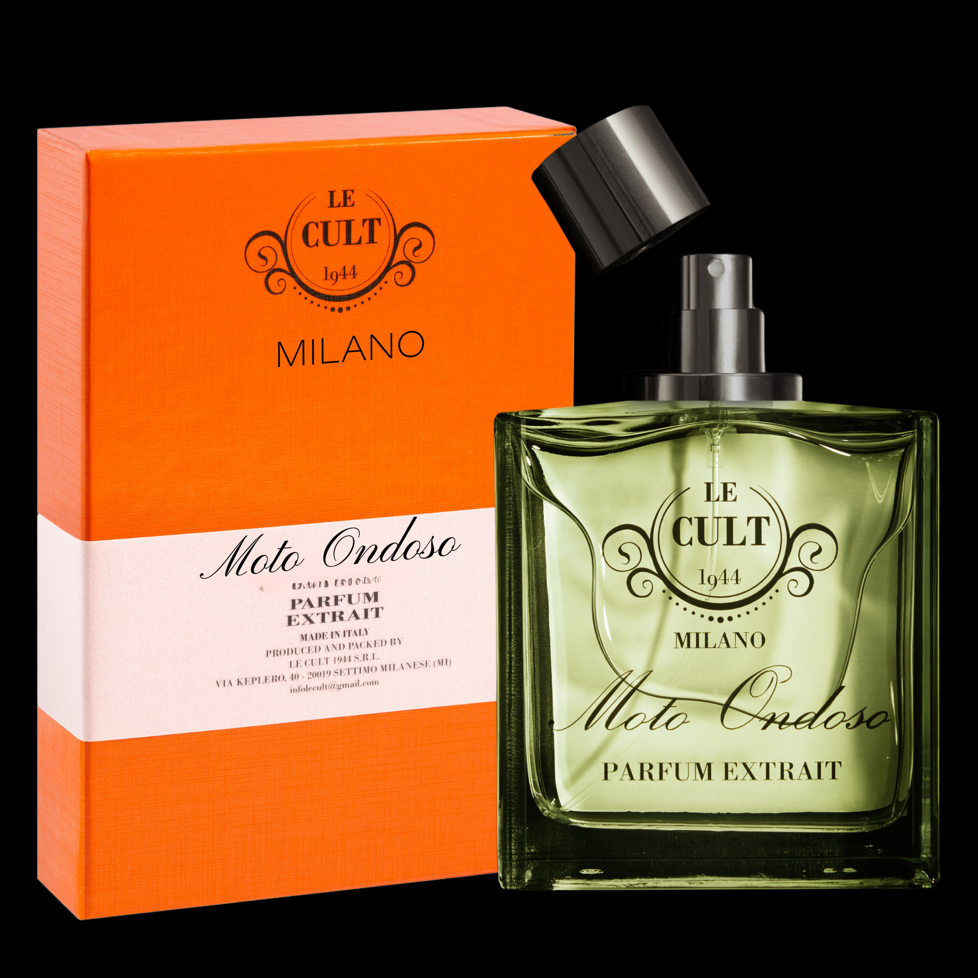 Flacone e confezione Moto Ondoso Parfum Extrait Fresco Aromatico — Le Cult 1944 Milano